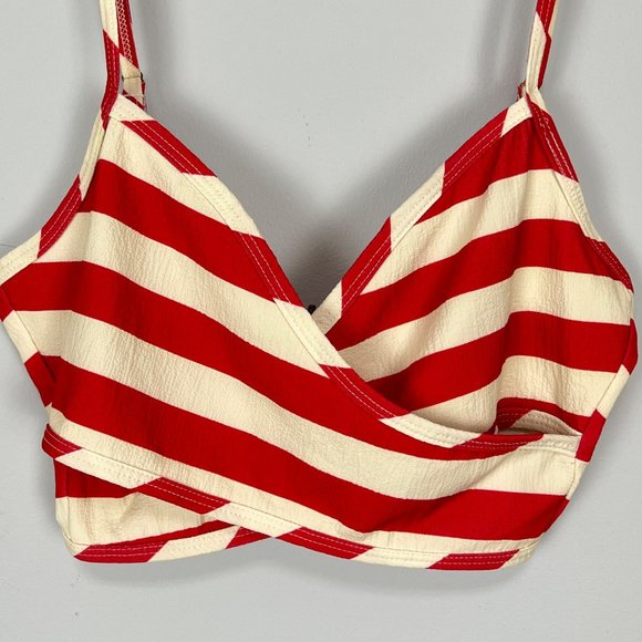 Show Me Your Mumu Kiki Crop Top Hampton Stripe Red Cream Back Zip size Small - Picture 4 of 10